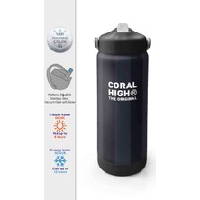 Coral High Siyah Gri Çizgi Desenli Çelik Termos Matara 650 ml 38318