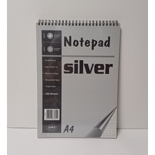 Lizy Collection Silver Spiralli Karton Kapak A4 100 Yaprak Kareli Bloknot