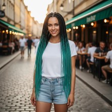 Afrika Örgüsü ve Rasta Için Sentetik Ombreli / Siyah / Yeşil