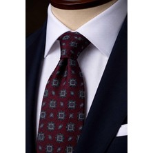 Kravatkolik Bordo Motif Desen Italyan Ipek Kravat İK2487