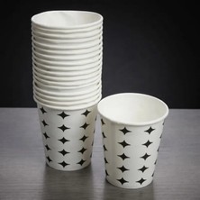 Marsilyan Siyah Yıldız Desenli Karton Bardak - 7 Oz - 50'li Paket