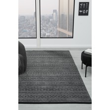 Vitali Home Gaia Antrasit Halı Yıkanabilir Kaymaz Taban Şönil Kilim Dokuma Pamuk Taban Kilim 10343