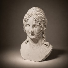 Parametrik Büst Heykel Dekoratif Ahşap Görünümlü Modern Sanat Objesi 25CM