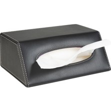 2K Peçetelik,çek Al El ve Yüz Havlusu Kutu Mendil,kağıt Mendil Muhafaza Kutusu,vegan Deri,9*22*18 Cm. Siyah