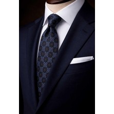 Kravatkolik Lacivert Motif Desen Italyan Ipek Kravat İK2497
