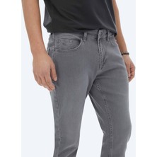 Kip Gri Slim Fit Denim Pamuk Karışımlı Pantolon