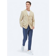 Bej Düz Modern Fit Ceket