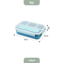 GENC DIJITAL BASKI Kaşık Çatallı Lunch Box Sızdırmaz Contalı Kapaklı 4 Bölmeli Beslenme Kabı - Pembe