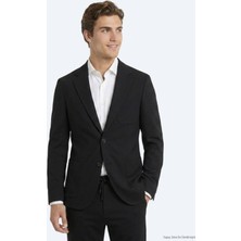 Kip Siyah Mikro Modern Fit Örme Takım Elbise