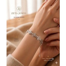 Zeta Jewel 925 Ayar Gümüş Çiçek Model Bileklik | Parlak Cilalı Zarif Tasarım | 16+4 cm Ayarlanabilir Kadın Bileklik