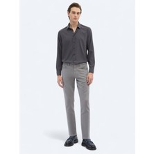 Kip Gri Dokuma Slim Fit Casual Pamuk Karışımlı Pantolon