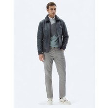 Kip Gri Slim Fit Denim Pamuk Karışımlı Pantolon