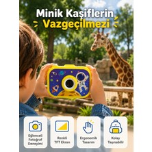 Savarga Çocuk Dijital Kamera Hd Fotoğraf ve Video Çekimi 2.0 Inç Tft Ekran Type-C Şarjlı Mini Tripodlu