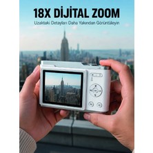 Savarga Kompakt Dijital Fotoğraf Makinesi Beyaz 18X Dijital Zoom Destekli