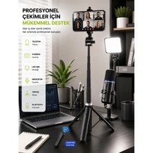 Matechno 175 cm Profesyonel Selfie Stick Tripod Bluetooth Uzaktan Kumandalı Telefon Tutucu Vlog, Reels, Video ve Fotoğraf Çekimi