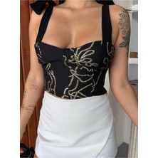 Zf Butik Kadın Korse Formlu Askılı Crop Bluz