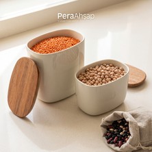 Pera Wooden Pera Canister – Kayın Kapaklı Contalı Plastik Saklama Kabı
