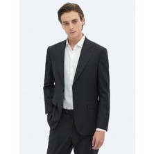 Kip Antrasit Çizgili Modern Fit Yün Karışımlı Takım Elbise