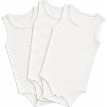 Miyakidsworld Unisex Çocuk Beyaz 3 Adet (3-12 Yaş)  Çıtçıtlı Body Büyük Boy