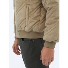 Kip Bej Regular Fit Dik Yaka Casual Dokuma Mont