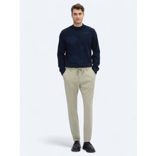 Kip Bej Desenli Dokuma Jogging Fit Casual Pantolon