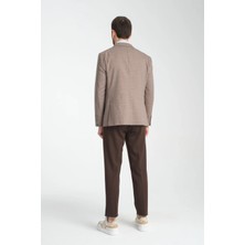 Frappoli Diegos Erkek Lacivert Ekose Slim Fit Mono Yaka Spor Blazer