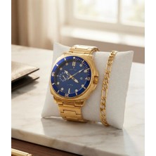 Feronnucci Erkek Bezel Kol Saati Bileklik Hediyeli | Yeşil Kadran Takvimli Çelik Kordon Quartz Analog Saat FRN09