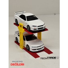 Tech Trade 1/64 Ölçek Diorama 2 Araçlık Lift Sarı-Kırmızı