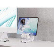 LARA İNTERİORS Modern Kıvrımlı Tablet ve Telefon Standı – Masa Üstü Ergonomik Tasarım Destek Aparatı