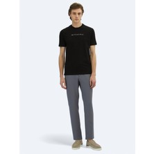 Kip Siyah Baskılı Bisiklet Yaka %100 Pamuk T-Shirt