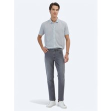 Kip Gri Desenli Regular Fit Kısa Casual Gömlek