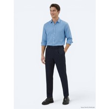 Lacivert Dokuma Loose Fit Casual Pantolon