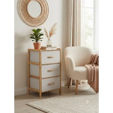 Panalı 3 Çekmeceli Bambu Kabin - Çok Amaçlı Organizer Şifonyer (78.5 x 37 x 34.5 Cm)