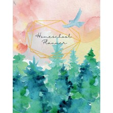 Hsc Bilişim Homeschool Planner: Watercolor Forest | Great For Multiple Kid | Customizable 6x7 Grid | Monthly Ca