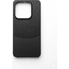 Camkapak Aksesuar Redmi Note 14  ( 5g) Deri Desenli  Siyah Kılıf