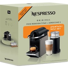 Nespresso Pixie Titan ve  Aeroccino 3 Espresso Makinesi