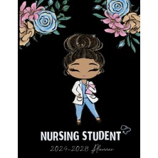 Hsc Bilişim Nursing Student: 2024-2028 Five Year Black Nurse Planner / Monthly Planner, Goals, Important Dates,