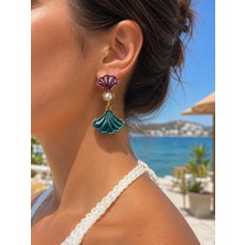Haki Store Deniz Kabuğu Figürlü Inci Detaylı Sallantılı Kadın Yazlık Küpe