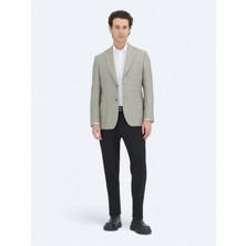 Kip Haki Düz Modern Fit Yün Karışımlı Ceket