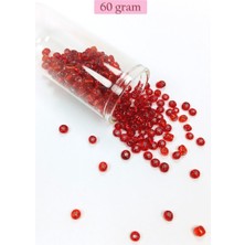 Royaleks Group Dökme Cam Kum Boncuk Büyük Boy (6/0) 4 mm - 60 Gram - Şeffaf Kırmızı - BNC115
