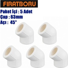 Fırat 63MM*45° Dirsek, Pprc 63*45 Dirsek, 5 Adet, 7B11001063