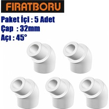 Fırat 32MM*45° Kuyruklu Dirsek, Pprc 32*45 Kuyruklu Dirsek, 5 Adet, 7B11002132