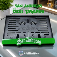 San Andreas Pleksi Motosiklet Plaka Altı 3D Kabartmalı Yeşil Pleksi Motor Plaka Aksesuarı Cybill Store
