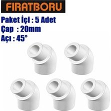 Fırat 20MM*45° Kuyruklu Dirsek, Pprc 20*45 Kuyruklu Dirsek, 5 Adet, 7B11002120