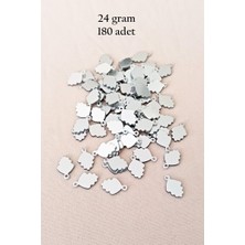 Royaleks Group Oya Abiye Bileklik Kolye Pleksi Metalik Plastik Pul Gümüş Renk 24 Gram 180 Adet - BNC564
