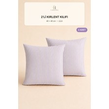 Larispera Çizgili Kırlent Kılıfı 2’li Set 40X40 cm Gizli Fermuarlı 8 Renk Seçeneği Dekoratif Koltuk-Kanepe-Yatak Yastık Kılıfı