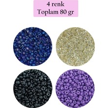 Royaleks Group Dökme Cam Kum Boncuk (11/0) 2 mm - 4 Renk - Toplam 80 Gram -  BNC403