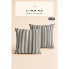 Larispera Çizgili Kırlent Kılıfı 2’li Set 40X40 cm Gizli Fermuarlı 8 Renk Seçeneği Dekoratif Koltuk-Kanepe-Yatak Yastık Kılıfı