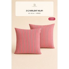 Larispera Çizgili Kırlent Kılıfı 2’li Set 40X40 cm Gizli Fermuarlı 8 Renk Seçeneği Dekoratif Koltuk-Kanepe-Yatak Yastık Kılıfı