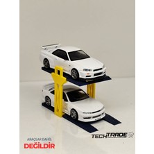 Tech Trade 1/64 Ölçek Diorama 2 Araçlık Lift Sarı-Lacivert